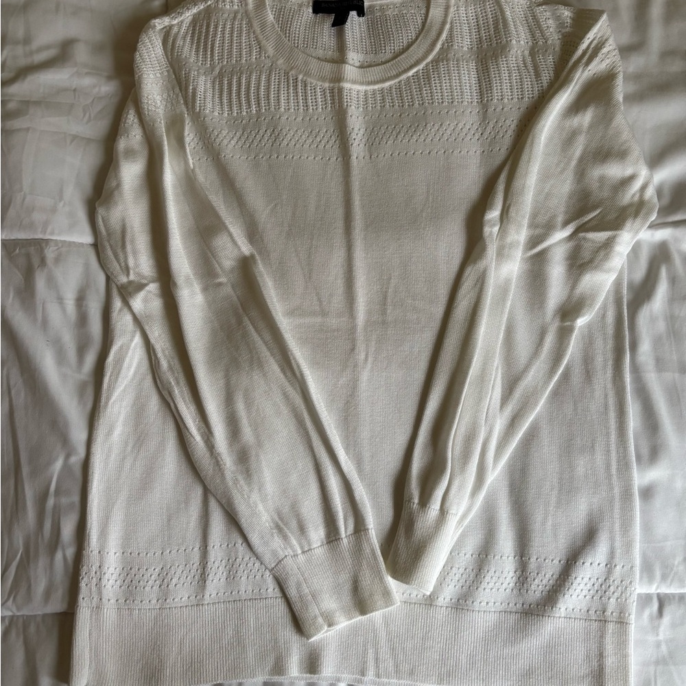 Women’s White Crew Neck with Eyelet Detailing